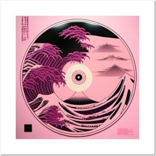 Pink and Black Anime Landscape Vinyl LP Posters and Art